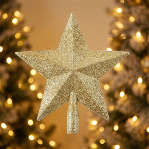 Étoile de Noël cime de sapin pailletée couleur dorée