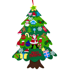 Arbre de Noël en feutre modèle 2 avec Père Noël et ornements festifs