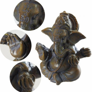 Détail sculpture figurine Ganesha résine bronze ornements ciselés