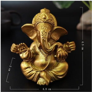 Figurine Ganesha finition Dorée brillante résine