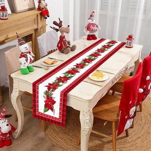 Chemin de table de Noël motif Poinsettia
