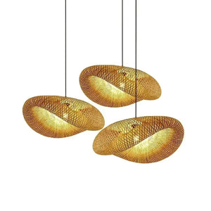 Suspension bambou vague 36cm fond blanc vue produit