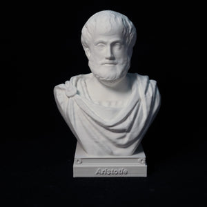 Buste Aristote impression 3D PLA blanc fond noir - face