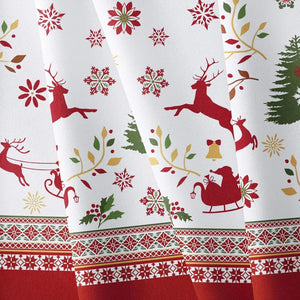 Drapé du tissu imperméable de la nappe de Noël montrant la souplesse et le tombé