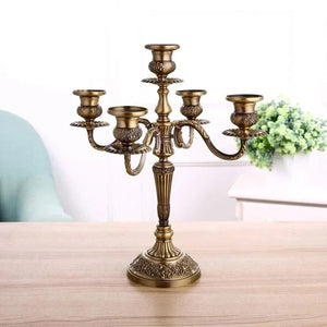 Chandelier baroque 5 bras vintage bronze bougeoir mariage