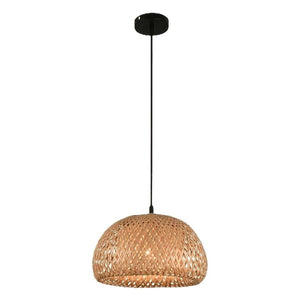 Suspension bambou tressé fond blanc studio