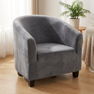 Housse de fauteuil club en velours Gris installée sur un cabriolet