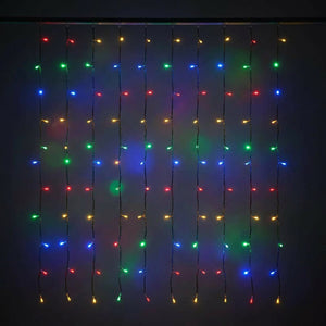 Guirlande lumineuse LED multicolore réglable en rideau vue de près