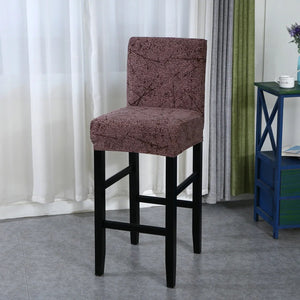 Housse de chaise de bar motif marbré brun vue du tissu extensible