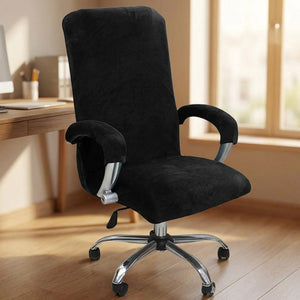 Housse de chaise de bureau noire en velours avec accoudoirs