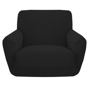 Housse de fauteuil jacquard extensible unie coloris Noir