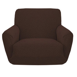 Housse de fauteuil jacquard extensible unie coloris Marron
