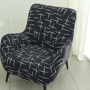Housse de fauteuil imprimée quadrillage noir