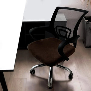 Housse d'assise de chaise de bureau en velours marron