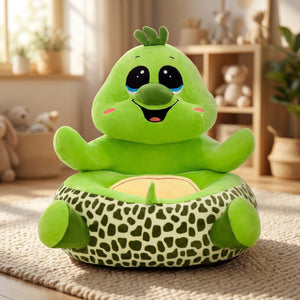 Housse de pouf enfant en forme de tortue verte en peluche