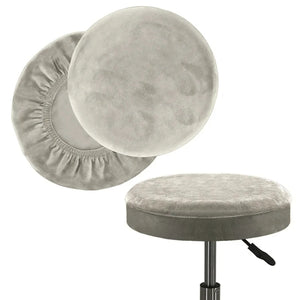 Housse de tabouret ronde en velours gris