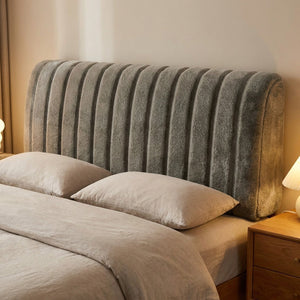 Housse de tête de lit en peluche gris