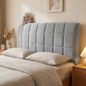 Housse de tête de lit capitonnée en velours gris
