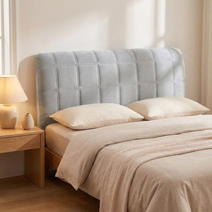 Housse de tête de lit matelassée en velours gris clair