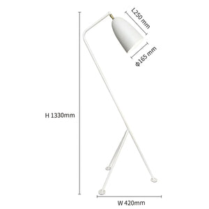 Schéma des dimensions du lampadaire grasshopper hauteur 133 cm largeur 42 cm
