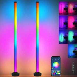 Lampadaire LED RGB tube slim télécommande et câble USB