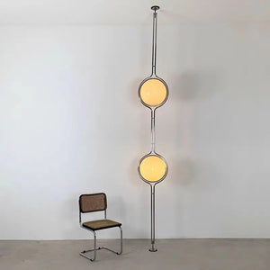 Lampadaire 2 sphères tension chrome design contemporain