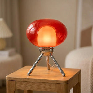 Lampe de chevet champignon en verre rouge