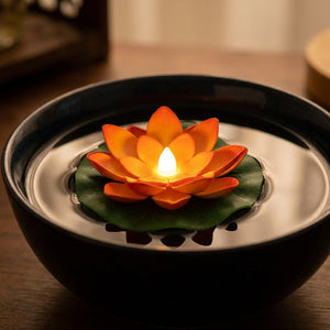 Lampe lotus flottante LED orange