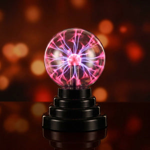 Lampe plasma format compact 8cm sur socle noir étagé