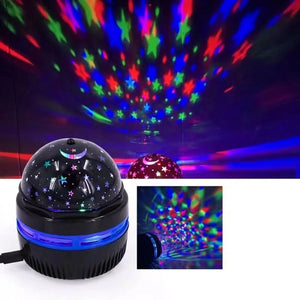 Détail de la lampe projecteur galaxie avec gros plan sur la diffusion lumineuse colorée