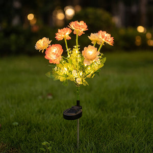 Lampe solaire a fleurs beige
