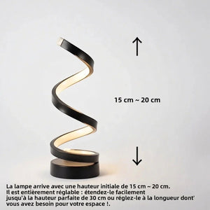 Schéma des dimensions de la lampe spirale hauteur 15 à 20 cm extensible à 30 cm
