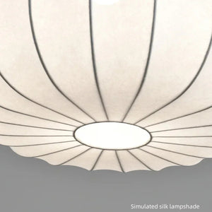 Détail soie blanche abat-jour lampe suspension japonaise