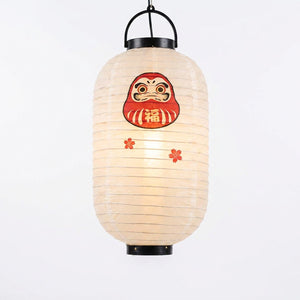 Lanterne japonaise daruma rouge porte-bonheur – fond blanc