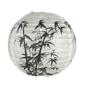 Lanterne chinoise papier motif bambou noir blanc