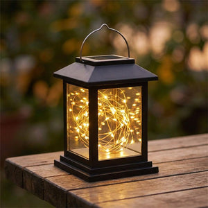 Lanterne solaire avec guirlande LED lumineuse à l intérieur