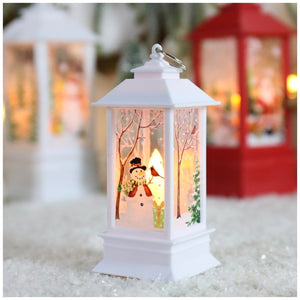Lanterne de Noël LED bonhomme de neige blanche