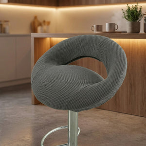 Gros plan sur le tissu texture d une housse de tabouret de bar demi-lune grise