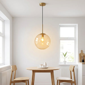 Suspension boule verre transparent cuisine style nordique minimaliste