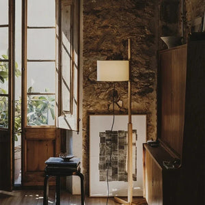 Lampadaire japonais abat-jour tissu lifestyle-8