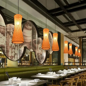 Suspension bambou conique restaurant