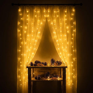 Rideau lumineux LED fils cuivrés décoration murale