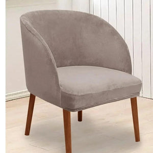 Housse de chaise en velours taupe en situation dans une chambre lumineuse