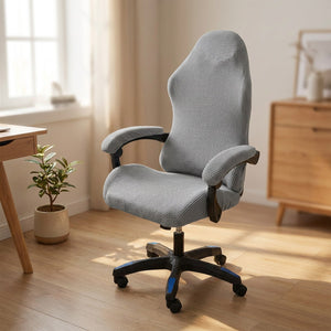 Housse de chaise gaming grise en tissu maille