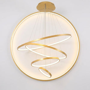 Lustre anneau LED cadre doré