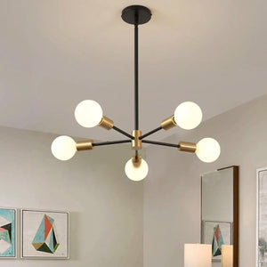 Lustre Sputnik 10 bras métal noir vue d'ensemble