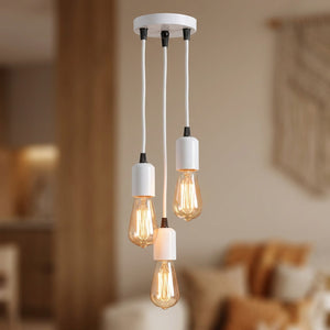 Lustre araignée vintage blanc à trois douilles E27