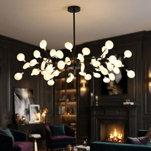 Lustre constellation nordique, mise en scène salon