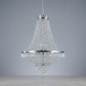 Lustre en cristal LED finition Argenté style Empire