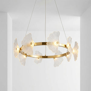 Lustre duplex LED floral en situation dans un intérieur haut de gamme